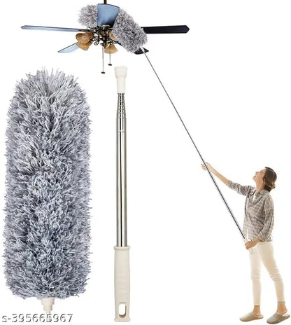 Microfiber Duster for Cleaning with Extension Pole(Stainless Steel), Extra Long 100 inches, with Bendable Head, Extendable Duster for Cleaning High Ceiling Fan, Cars