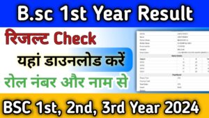 B.sc 1st Year Result 2024 (घोषित) यहां चेक करें बीएससी प्रथम वर्ष का परिणाम Part 1 Result Roll Number Wise